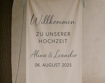 Personalized lettering | Linen cloth | Welcome sign | DIY | Iron-on transfer for weddings | Names & dates | Decoration | Stickers | For fabric