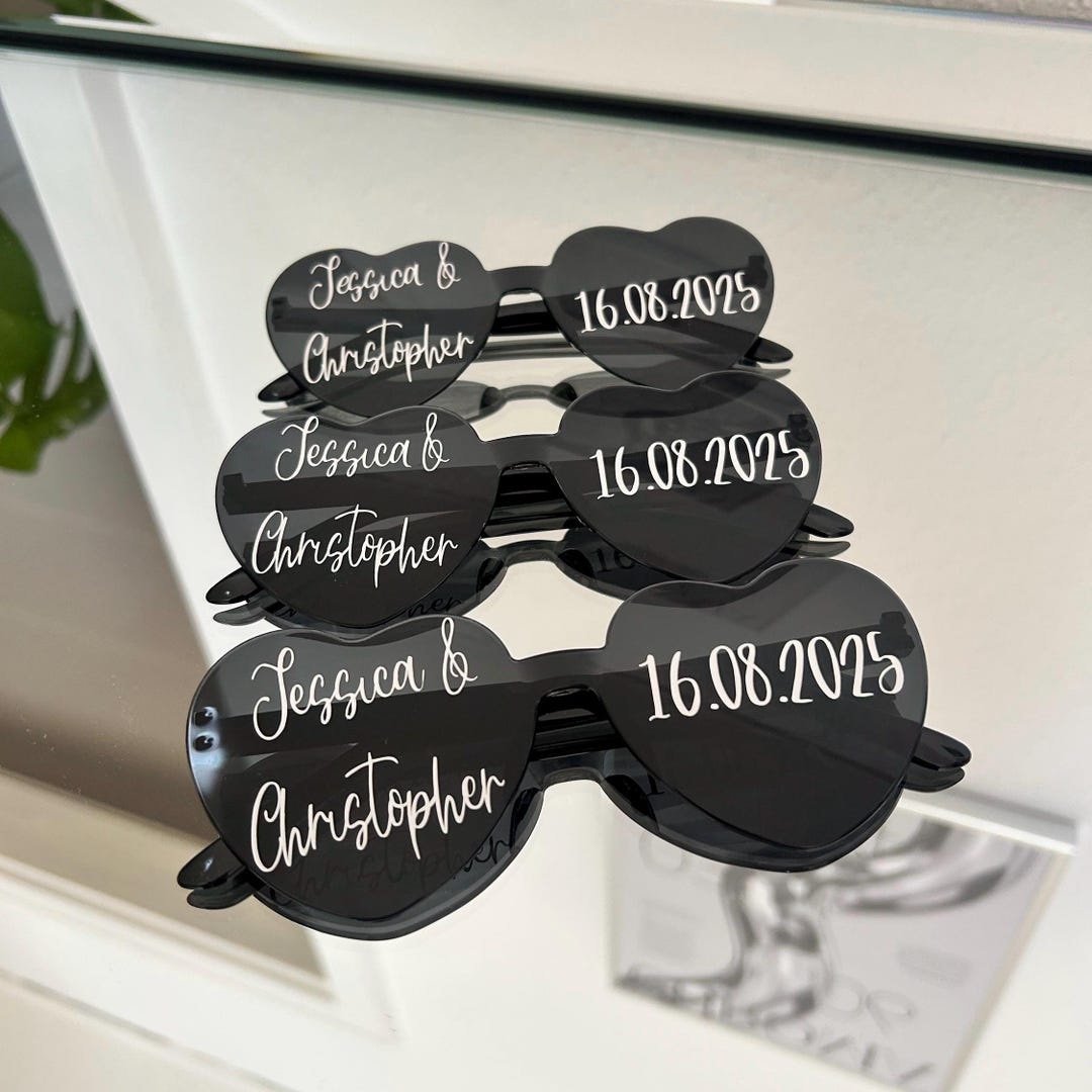 4er Set Herz-Sonnenbrillen - Lustige Party-Brillen Für Hochzeit & Festivals
