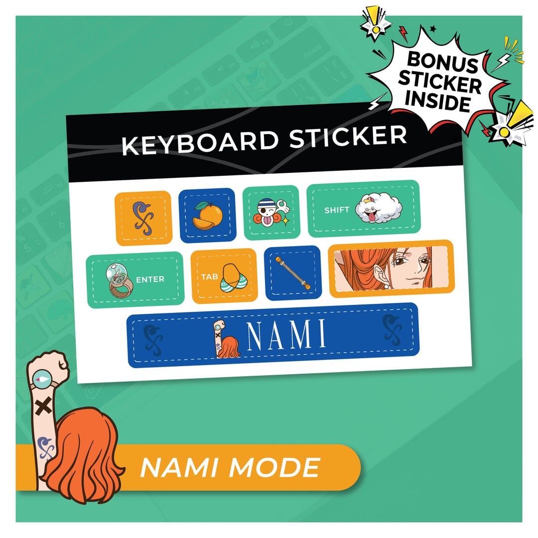 One Piece Keyboard Sticker One Piece Keyboard Stickers, Nami , Sticker Keyboard, Anime Sticker ...