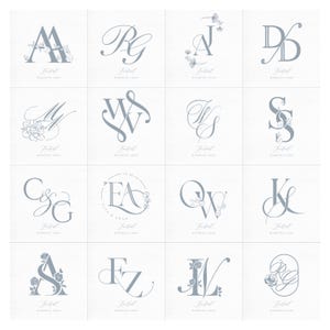 Diseño de logotipo personalizado para bodas: Monograma inicial (solo archivos digitales)
