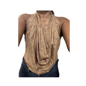 Cowl Neck Halter Top: Backless Spandex 4-Way Stretch - XS/S