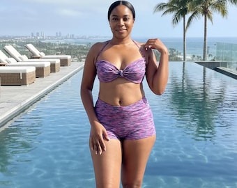 Komplet szorty kąpielowe z pełnym pokryciem bikini