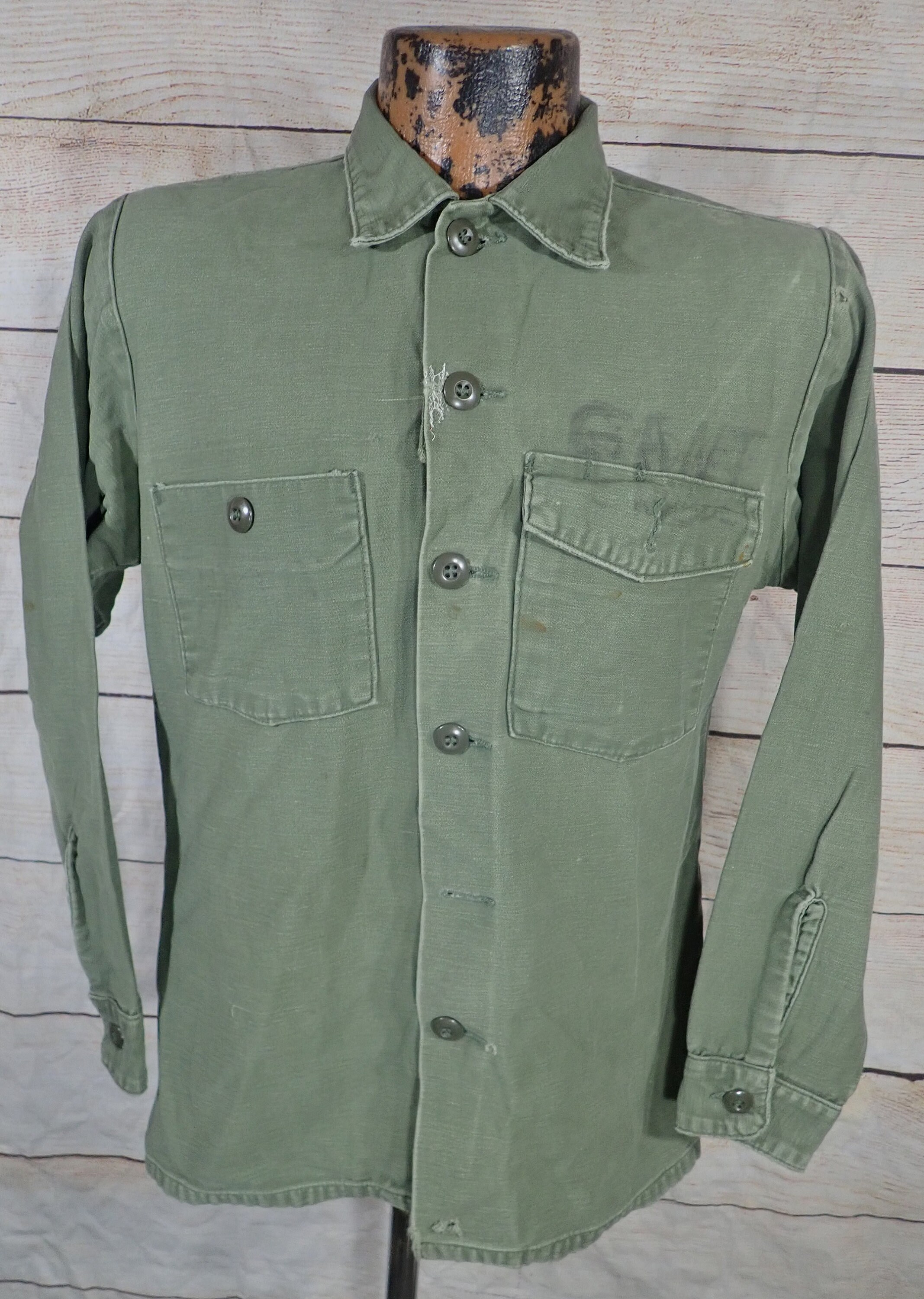 Mens Medium 1970s Vietnam War US GI Og-107 Military Green Cotton