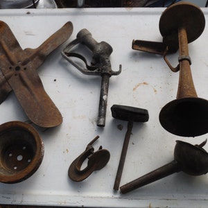 Assortment Antique Auto Themed Assemblage Wall Hanger Or Display Items