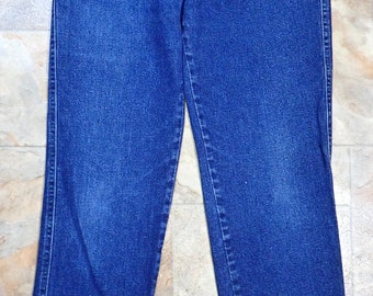 Vintage 90s Womens LEE Dark Blue High Waisted stretch Denim Mom Blue Jean 29X32 Made in USA