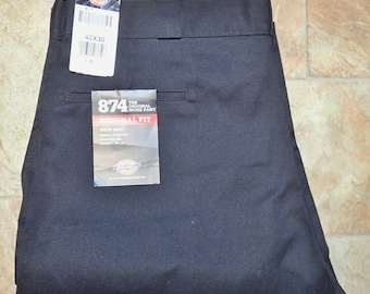 Pantalones de trabajo clásicos Dickies 874 negros de corte original para hombre, nuevos con etiquetas, pierna recta, chinos, talla 42x30.