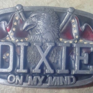 Vintage CJ Buckle Belt Buckle | Made in USA | Southern America Theme | D I X I E On My Mind
