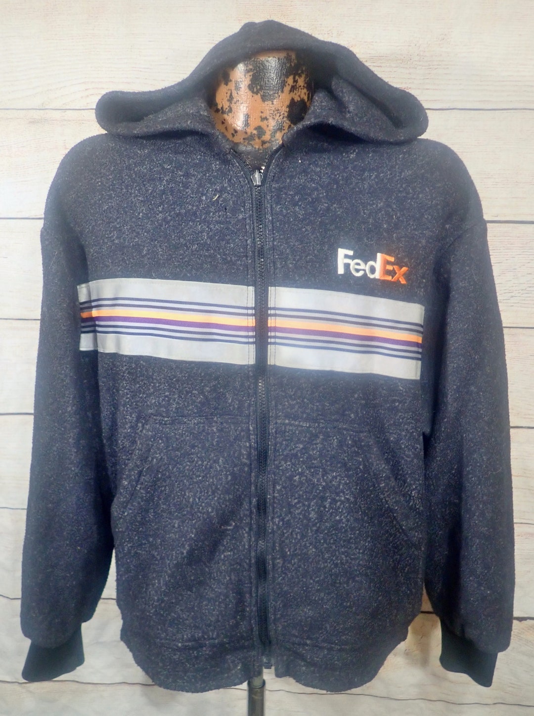 Fedex Employee Uniform Delivery Service Reflective Hoodie Fleece Jacket