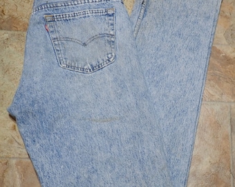 Vintage anni '80 Levis 501-0109 Jeans in denim lavaggio acido con bottoni (dimensioni effettive 34x25) Tag 35X30 USA Made Distressed Rocker Grunge Punk