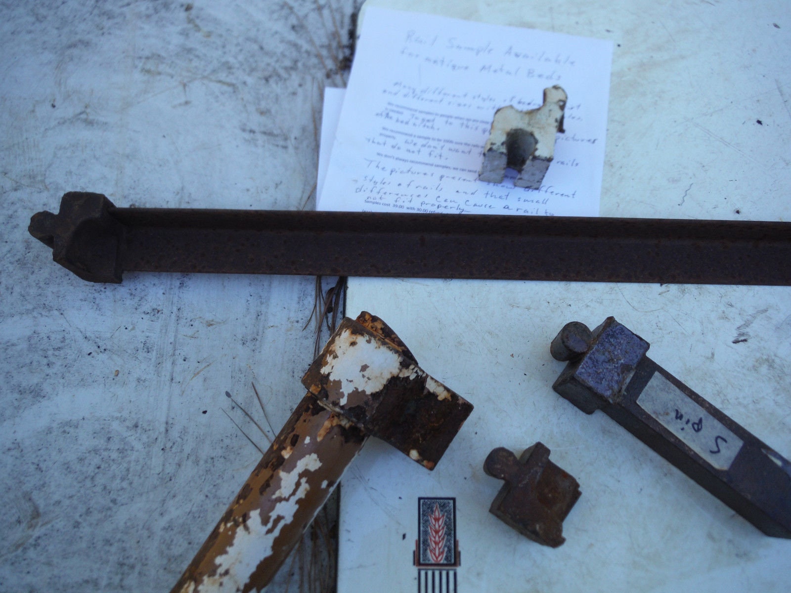 BED RAIL SAMPLE for Vintage  Iron & Brass  Beds (sample to test fit, …