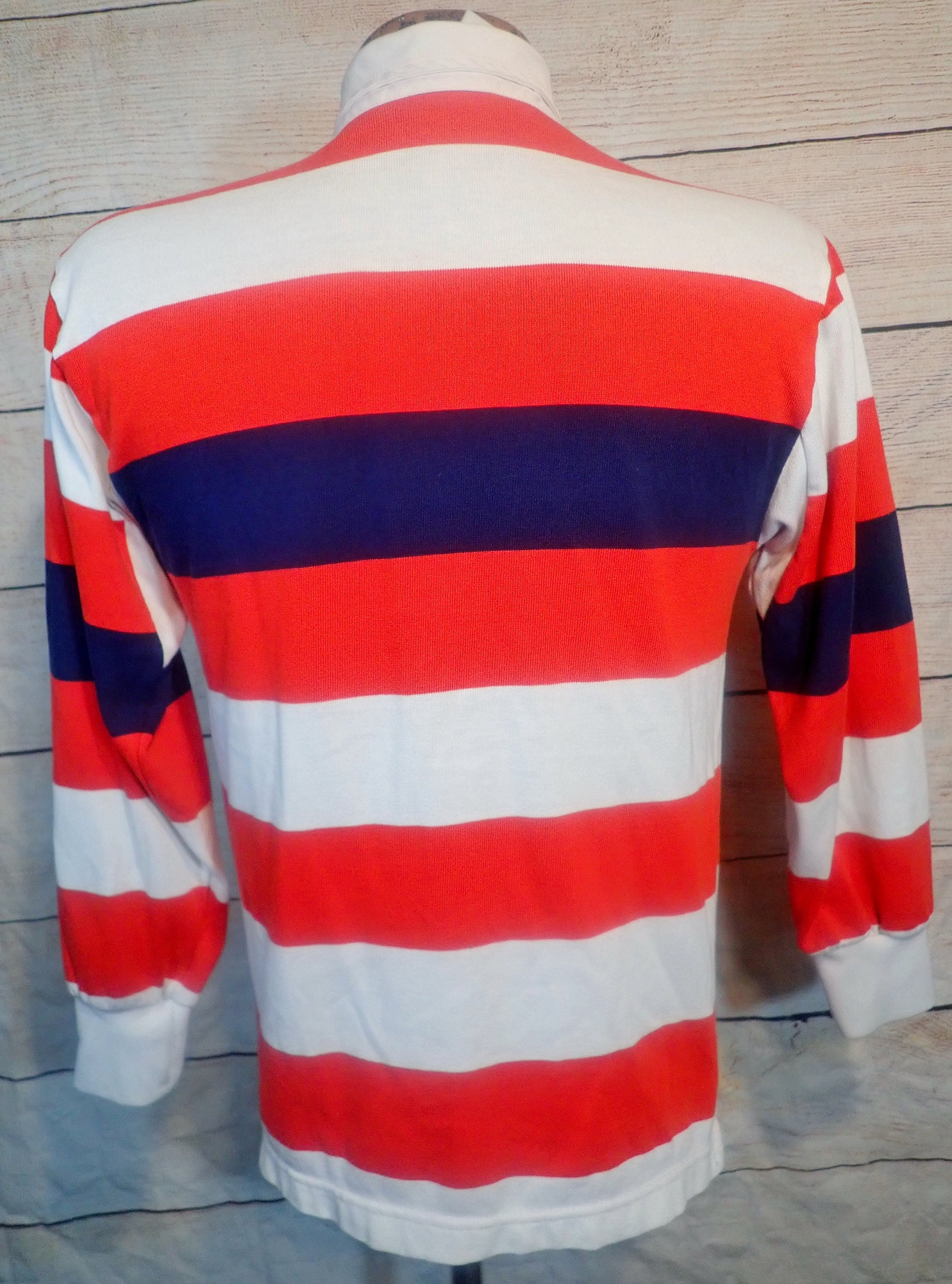 Vintage 1980s Adidas Red White Navy Stripe Long Sleeve