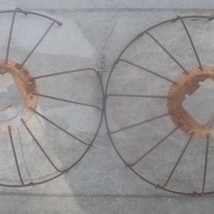 Lot of Two Vintage Rustic Cages for Repurpose Lamp Project Cage 13.5&quot; to 12.5&quot; diameter | 4.5&quot; Height