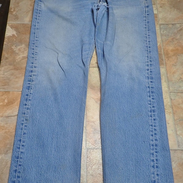 Vintage 90s 1996 Levis 501 Button Fly Jeans (Actual Size 35x30) 36X32 Tag USA Made Distressed Denim Rocker Cowboy Rocker Grunge Punk Hippie
