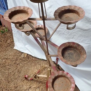 Vintage Multi Pot Stand 7-Plant Holder Stand Metal Antique Outdoor Garden