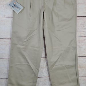 DEADSTOCK Vintage Beige Color Cotton Pleated Front Chino Pants 32X34 Made in USA 1980s 90s Workwear Trouser NOS Khakis