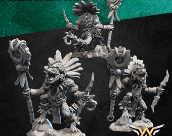 Slipper Lizard Shaman Fantasy Miniatures 28mm White Angel LIZARDMEN