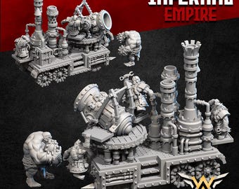 Dwarf Infernal Mortar Miniature: 28mm RPG, DnD 12-Part Kit