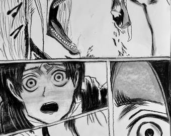 Ataque a los Titanes: Arte del panel del manga de Eren Yeager
