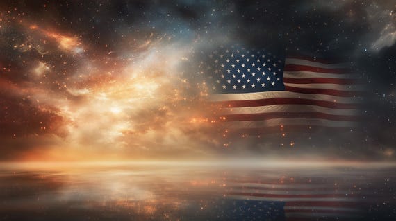 Surreal American Flag Print: Psychedelic USA Wall Art (digital