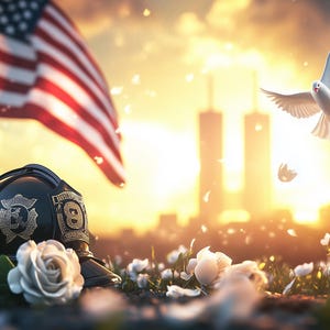 9/11 Memorial – Never Forget Tribute Art, Twin Towers Remembrance Print, Patriotic Wall Art, September 11 Artwork, Firefighter Police Honor