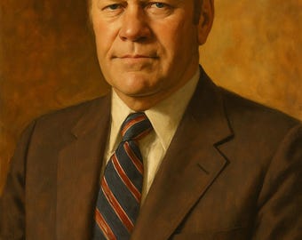 Gerald Ford Portrait Kunstdruck: Vintage 1970er Jahre Präsidenten Dekor (Digitaler Download)
