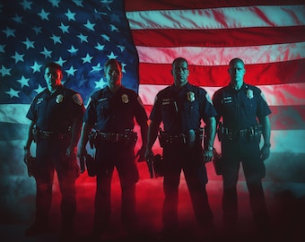 Arte de homenaje a un oficial de policía: Bandera estadounidense para las fuerzas del orden (descarga digital)