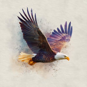 Bald Eagle Watercolor Art Print – Patriotic Bird Digital Download, American Symbol Wall Decor, Majestic Eagle Poster, Freedom Wildlife Home