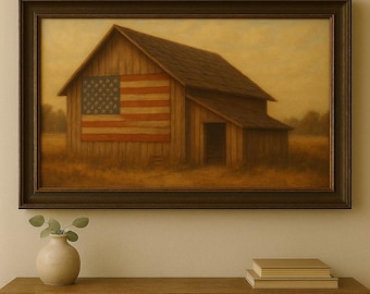 Rustic American Flag Barn Art: Vintage Farmhouse Print (Digital Download)