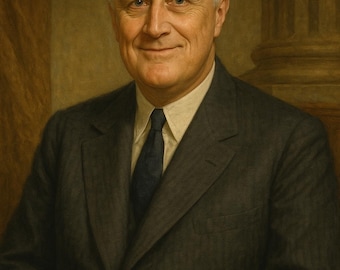 Impresión artística del retrato de FDR: Presidente de EE. UU. de época, historia estadounidense (descarga digital)