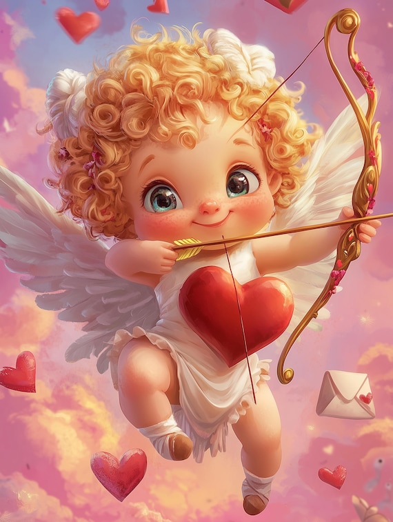 その他 SooyaStudio CUPID Ban Valentines Day Cupid Valentine's Day Art Print | Romantic Home Decor (digital