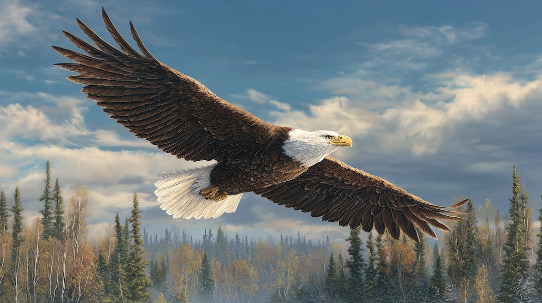 Majestic Bald Eagle Art Print: Patriotic American Decor (digital ...