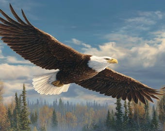 Majestic Bald Eagle Art Print: Patriotic American Decor (Digital Download)