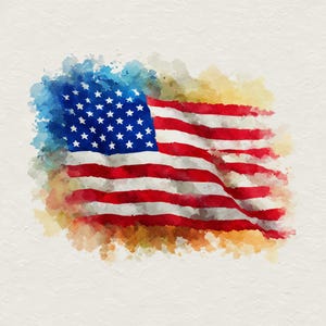 American Flag Watercolor Print: Patriotic Wall Art (Digital Download)