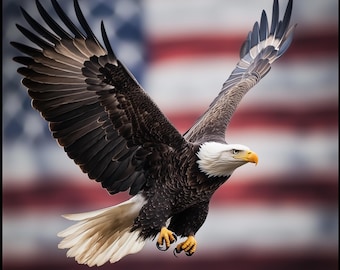 アメリカ国旗の白頭鷲アート：愛国的な軍事的賛辞（デジタル