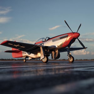 Vintage P-51 Mustang Art Print – WWII Fighter Plane Digital Download, Classic Aviation Wall Decor, Retro Aircraft Poster, Military Airplane