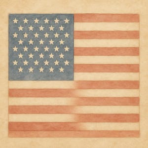 Vintage American Flag Watercolor Art, USA Patriotic Wall Decor, Rustic 4th of July Printable, Old Glory Digital Download, Americana Print
