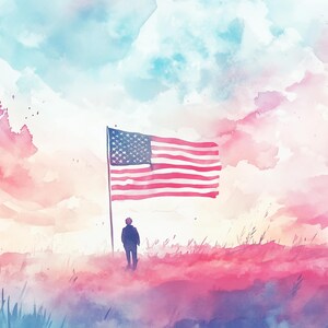 Watercolor American Flag Print: Patriotic USA Art (Digital Download)