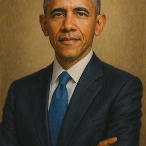 Barack Obama Presidential Portrait Art Print – 44th President Digital Download, Modern American Leader Wall Decor, Patriotic Political Art