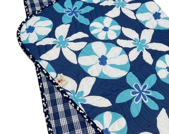 Wave Quilted Collection Navy Blue Palaka and Beach Party Blues Dog Blankets  or Cat Blanket