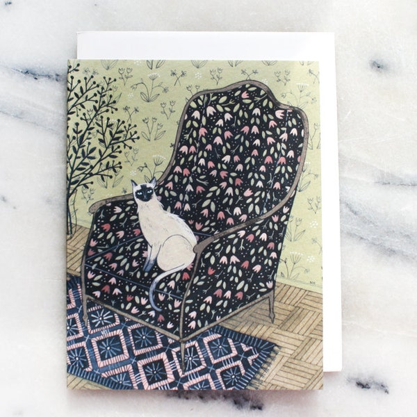 siamese cat blank card