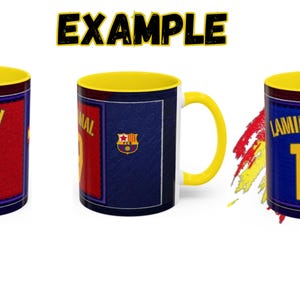 Plantillas de tazas del FC Barcelona: Regalo prediseñado "Lamine Yamal" y opciones personalizables.