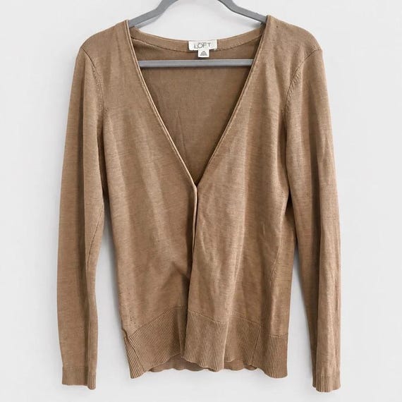 Ann Taylor, Ann Taylor LOFT 86% Silk Blend Camel Cardigan XS