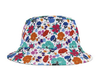 Floral Bucket Hat: Polyester Summer Outdoor Cap