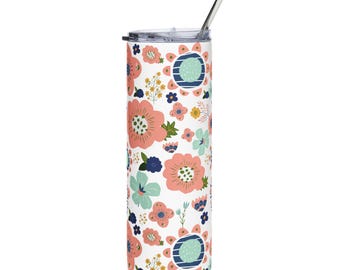 Floral Edelstahlbecher: Stilvolles 20 Unzen Trinkgefäß