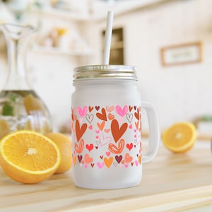 Heartfelt Mason Jar with Straw, Cute Drinkware for Love Notes, Gifts for Her, Wedding, Anniversaries, Party Favors, Home Decor