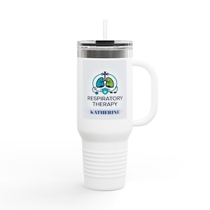 Taza de viaje personalizada para terapia respiratoria, taza térmica para profesionales, regalo para terapeutas, taza de médico de 1134 ml