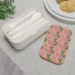 Floral Bento Lunch Box, Eco-Friendly Lunch Container, Meal Prep Box for School and Work, Perfect Gift for Foodies, Mother&#39;s Day