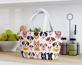 Bolsa de almuerzo con estampado de perro: bolsa de neopreno aislante, regalo para amantes de las mascotas
