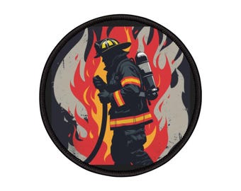 Opstrijkpatch brandweerman: gedurfd vlamontwerp, cadeau als eerste hulp