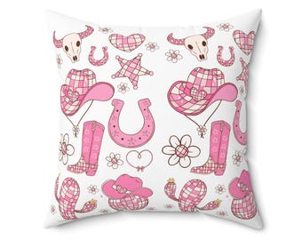 Cowgirl Pillow, Pink Western Decor, Rodeo Cushion